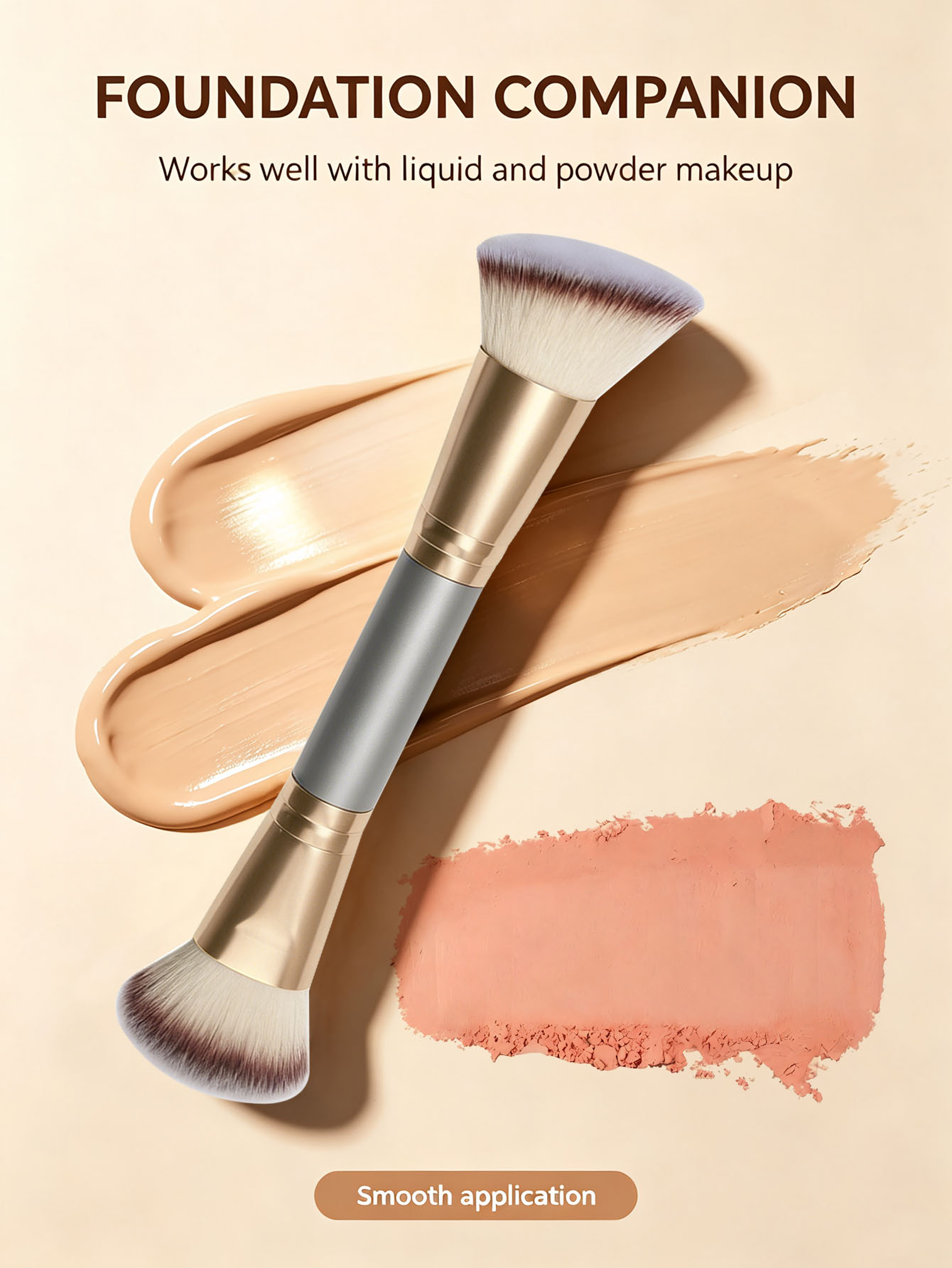 Beauty Queen Makeup - Dual-Head Foundation Brush for Face Makeup,