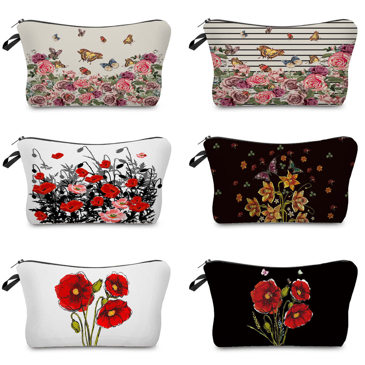 Beauty Makeup Drawing - Beauty Flower Cosmetic Bag For Women