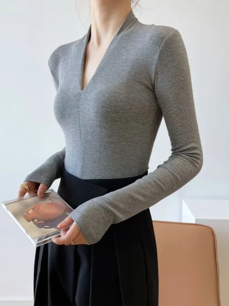V-neck Slim Shirts Long Sleeve - Beauty & Makeup Katia Di Paola 评论和价格