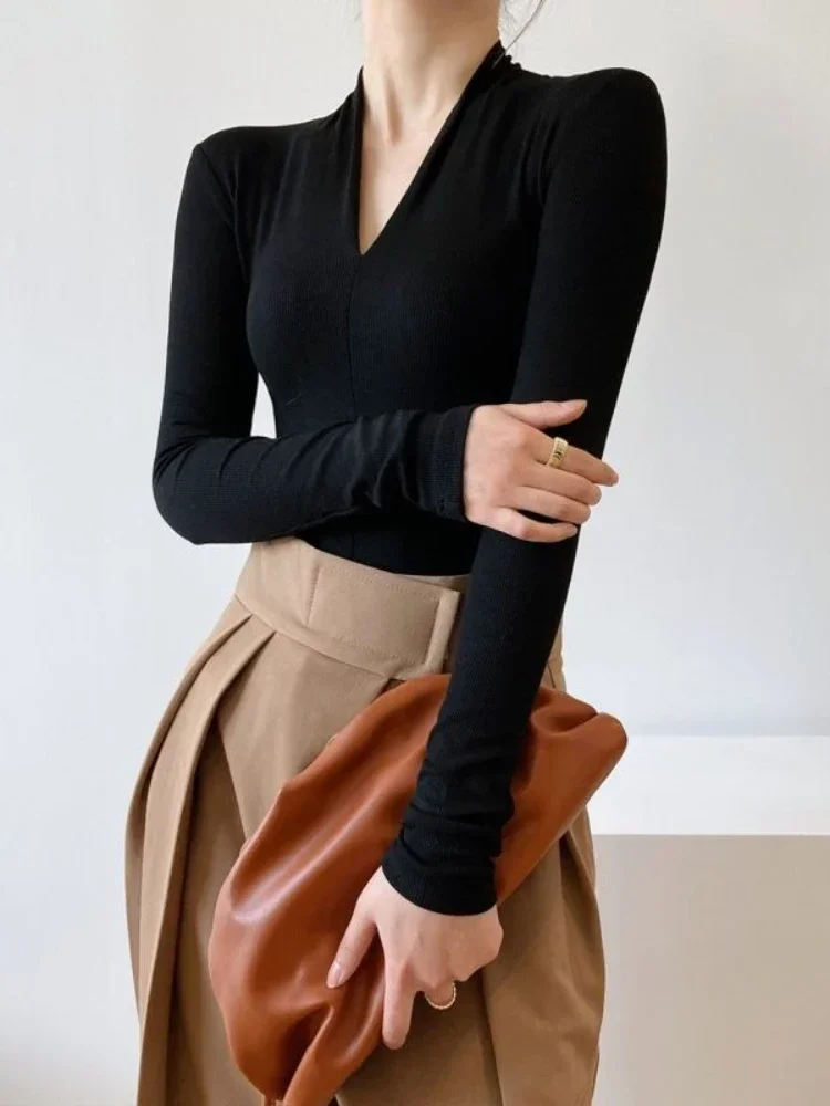 V-neck Slim Shirts Long Sleeve - Beauty & Makeup Katia Di Paola 评论和价格