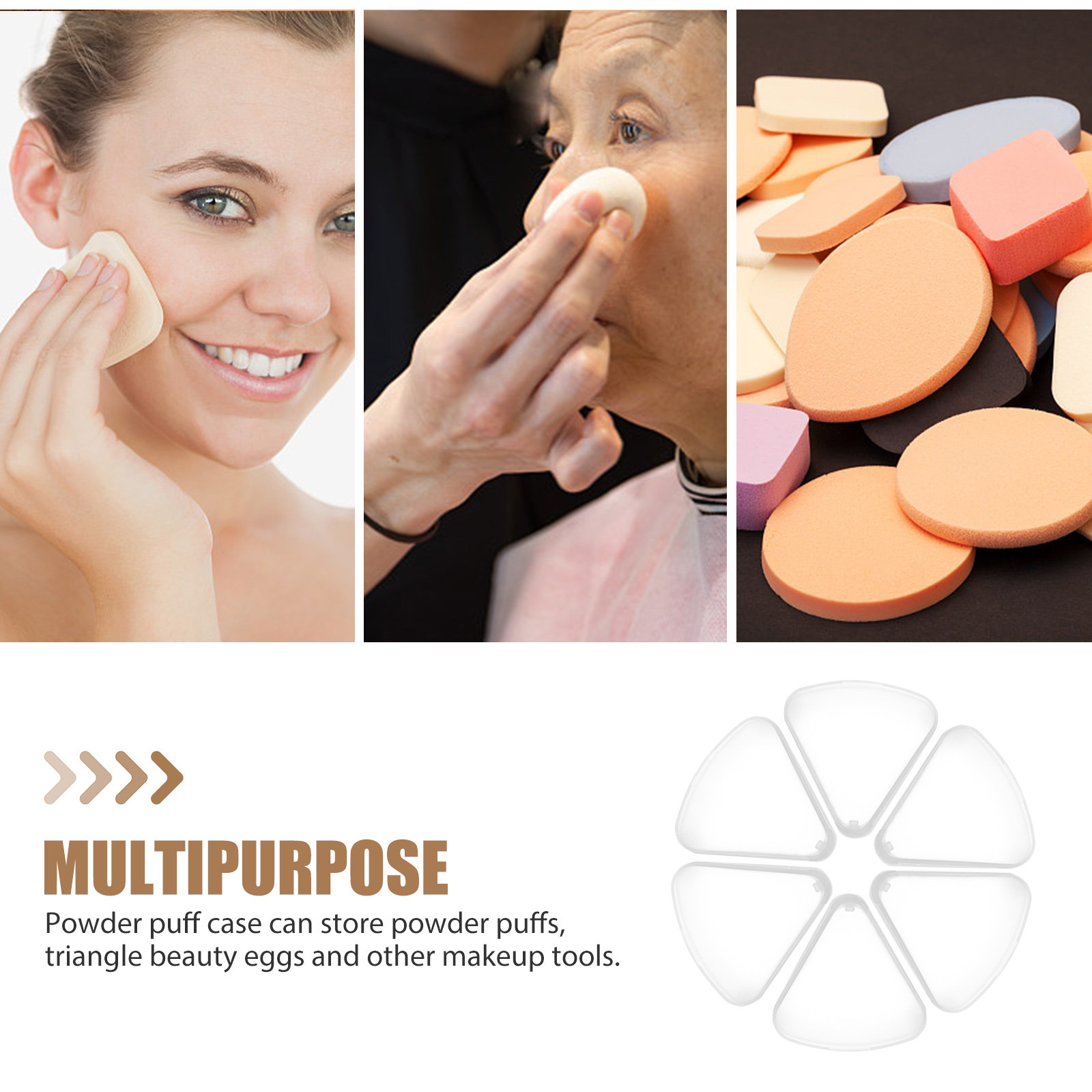6Pcs Triangle Powder Puff Case - Beauty Makeup Egg 评论和价格