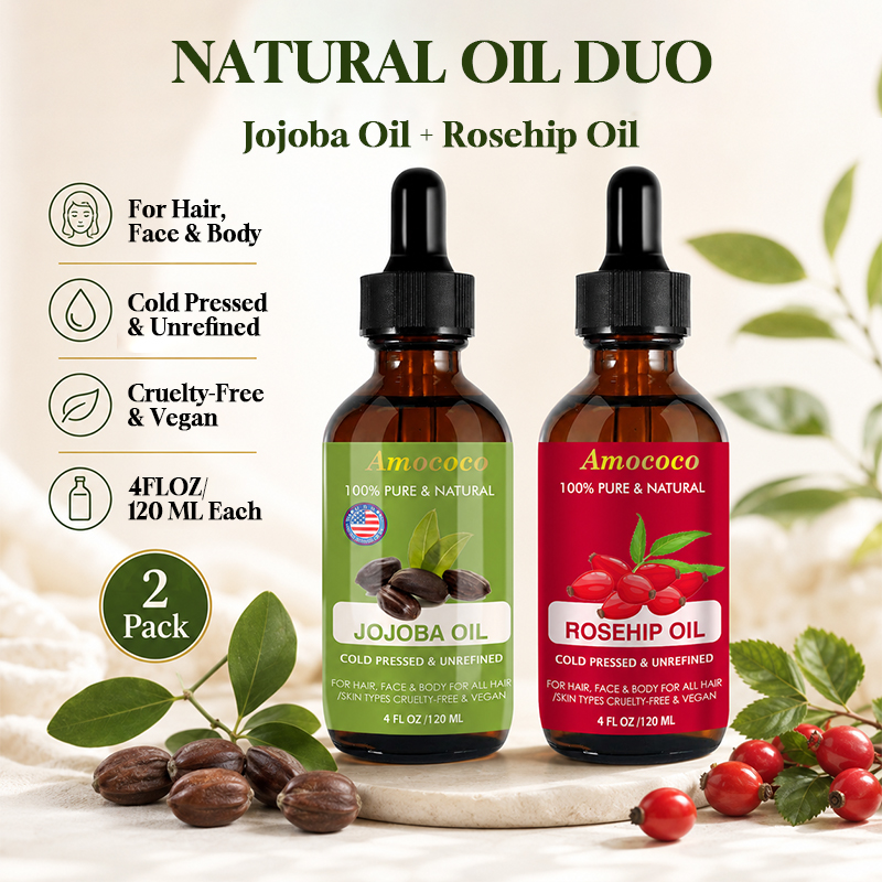 Amococo 2pcs Jojoba Oil and Ro - Pure Beauty Hair & Makeup 评论和价格