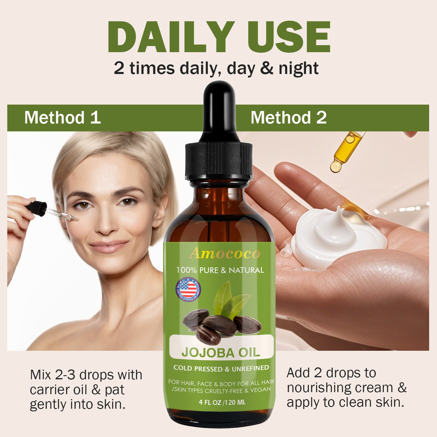 Amococo 2pcs Jojoba Oil and Ro - Pure Beauty Hair & Makeup 评论和价格