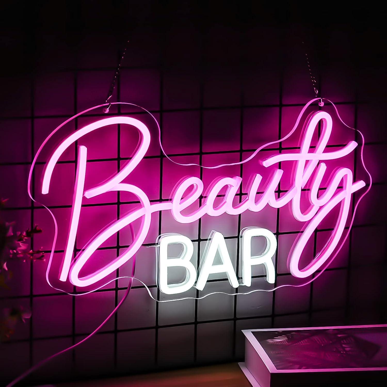 Beauty Bar Neon Sign Dimmable  - Beauty Makeup Bar 评论和价格